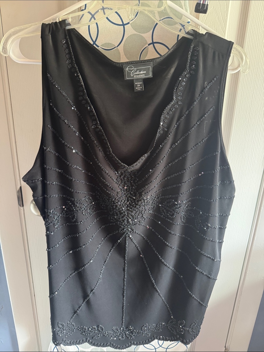 Dress Barn Black Beaded V-Neck Camisole